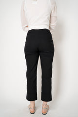 Peter O. Mahler Linen Viscose Cropped High-Rise Cuffed Trousers in Black Vancouver. Shop Online or in Store.
