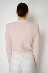 Balmain Round Collar Light Tweed Cardigan in Pink Vancouver. Shop Online or in Store.