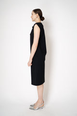 Peter O. Mahler Techno Stretch Drape Neck Midi Dress in Black Vancouver. Shop Online or in Store.