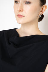 Peter O. Mahler Techno Stretch Drape Neck Midi Dress in Black Vancouver. Shop Online or in Store.