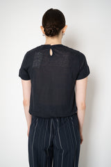 Dorothee Schumacher Round Neck Hemp T-Shirt in Navy