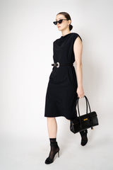 Peter O. Mahler Techno Stretch Drape Neck Midi Dress in Black Vancouver. Shop Online or in Store.