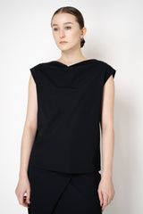 Peter O. Mahler Techno Stretch Drape Neck Sleeveless Top in Black Vancouver. Shop Online or in Store.
