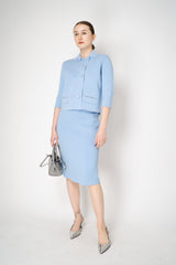 Fabiana Filippi Knit Cotton Pencil Skirt in Light Blue