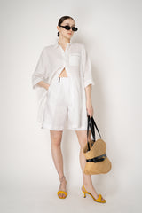 Peserico 3/4 Sleeve Linen Tunic with Slit Sides in White