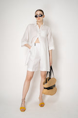 Peserico 3/4 Sleeve Linen Tunic with Slit Sides in White