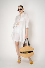 Peserico 3/4 Sleeve Linen Tunic with Slit Sides in White