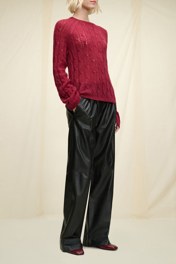 Dorothee Schumacher Sheer Softness Long Sleeve Pullover in Burgundy