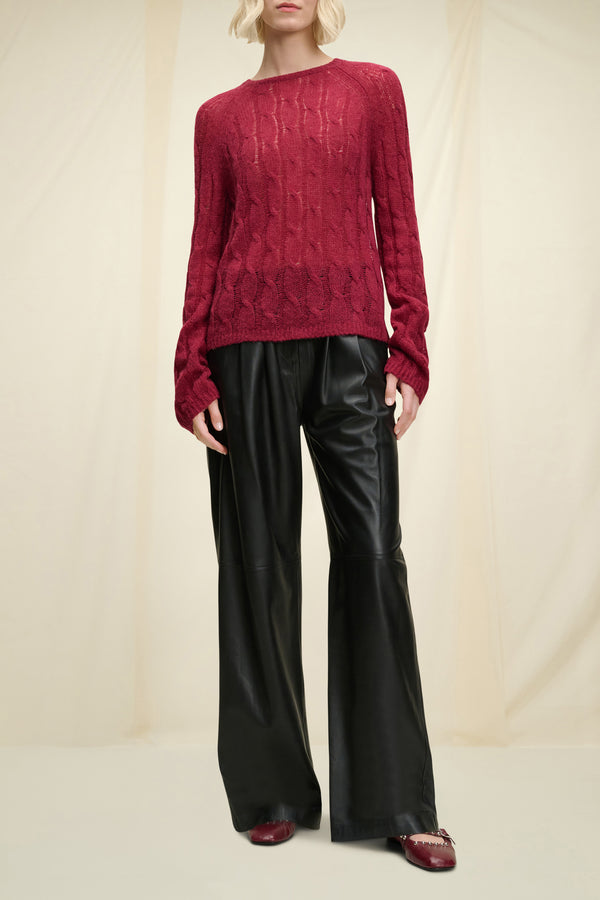Dorothee Schumacher Sheer Softness Long Sleeve Pullover in Burgundy