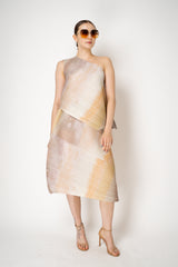 Pleats Please Issey Miyake Sea Bubble Maxi Skirt in Sandy Beige