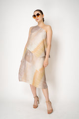 Pleats Please Issey Miyake Sea Bubble Maxi Skirt in Sandy Beige