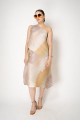 Pleats Please Issey Miyake Sea Bubble Maxi Skirt in Sandy Beige