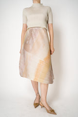 Pleats Please Issey Miyake Sea Bubble Maxi Skirt in Sandy Beige