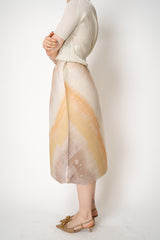 Pleats Please Issey Miyake Sea Bubble Maxi Skirt in Sandy Beige