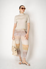 Pleats Please Issey Miyake Monthly Colors: May High Neck Short Sleeve Top in Ivory