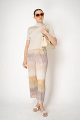 Pleats Please Issey Miyake Monthly Colors: May High Neck Short Sleeve Top in Ivory