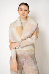 Pleats Please Issey Miyake Sea Bubble Long Sleeve Open Front Cardigan in Sandy Beige