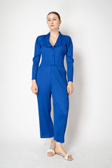 Pleats Please Issey Miyake Monthly Colors: May Collared Cardigan in Blue