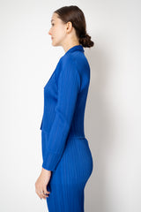 Pleats Please Issey Miyake Monthly Colors: May Collared Cardigan in Blue