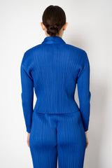 Pleats Please Issey Miyake Monthly Colors: May Collared Cardigan in Blue