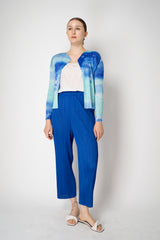 Pleats Please Issey Miyake Sea Bubble Long Sleeve Open Front Cardigan in Ocean Blue