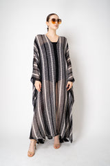 Missoni Long Sleeve Kaftan Crochet Knit Cover-Up in Black and White
