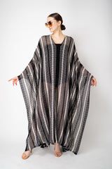 Missoni Long Sleeve Kaftan Crochet Knit Cover-Up in Black and White