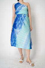 Pleats Please Issey Miyake Sea Bubble Maxi Skirt in Ocean Blue