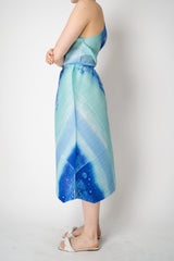 Pleats Please Issey Miyake Sea Bubble Maxi Skirt in Ocean Blue