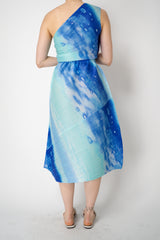 Pleats Please Issey Miyake Sea Bubble Maxi Skirt in Ocean Blue