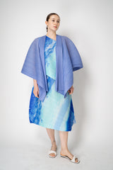 Pleats Please Issey Miyake Lucid Pleats Draping Cardigan with Tie Front in Lavender