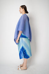 Pleats Please Issey Miyake Lucid Pleats Draping Cardigan with Tie Front in Lavender
