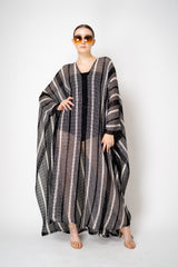 Missoni Long Sleeve Kaftan Crochet Knit Cover-Up in Black and White