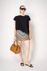 Pleats Please Issey Miyake A-Poc Sea Glass Asymmetric Knit Top in Black