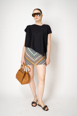 Pleats Please Issey Miyake A-Poc Sea Glass Asymmetric Knit Top in Black