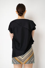 Pleats Please Issey Miyake A-Poc Sea Glass Asymmetric Knit Top in Black