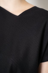 Pleats Please Issey Miyake A-Poc Sea Glass Asymmetric Knit Top in Black