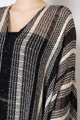 Missoni Long Sleeve Kaftan Crochet Knit Cover-Up in Black and White