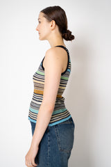 Missoni Knit Scoop Neck Tank Top in Multicolour Stripes