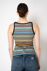 Missoni Knit Scoop Neck Tank Top in Multicolour Stripes