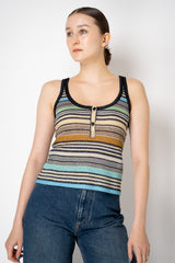 Missoni Knit Scoop Neck Tank Top in Multicolour Stripes