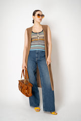 Missoni Knit Scoop Neck Tank Top in Multicolour Stripes