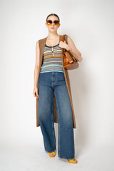 Missoni Knit Scoop Neck Tank Top in Multicolour Stripes