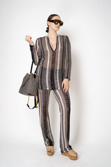 Missoni Long Sleeve Crochet Knit Cover-Up in Black and White
