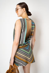 Missoni Knit Cowl Neck Mini Top in Multicolour Stripes
