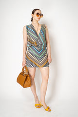Missoni Knit Cowl Neck Mini Top in Multicolour Stripes