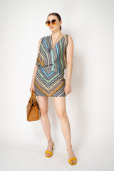 Missoni Knit Mini Skirt in Multicolour Lurex Chevron