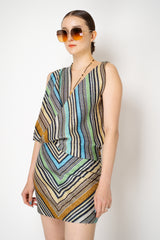 Missoni Knit Cowl Neck Mini Top in Multicolour Stripes