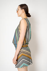 Missoni Knit Cowl Neck Mini Top in Multicolour Stripes