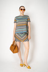 Missoni Knit Mini Skirt in Multicolour Lurex Chevron